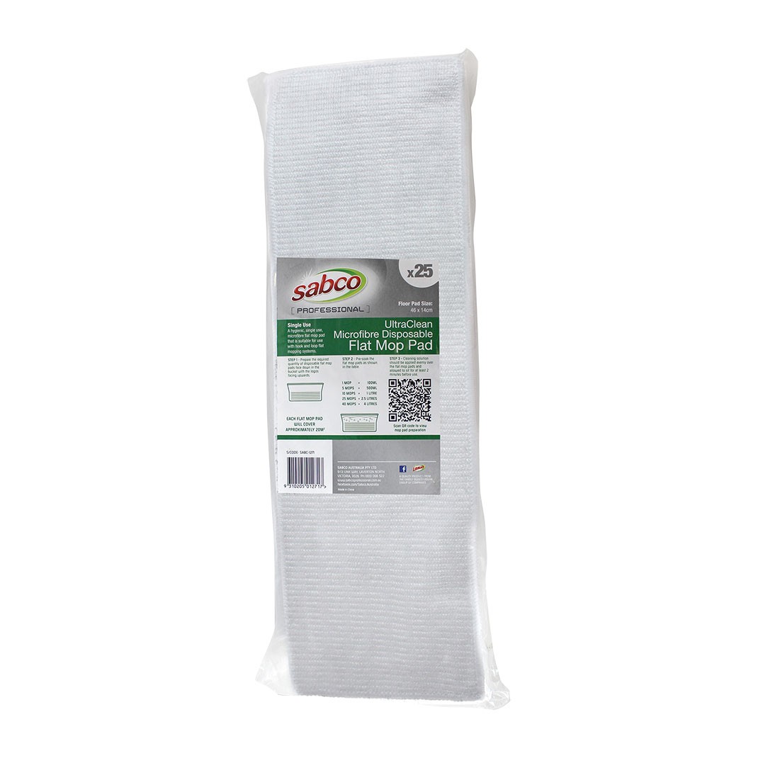 UltraClean Microfibre Disposable Flat Mop Pad – 25PK
