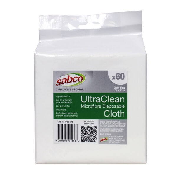 Sabco Ultraclean Microfibre disposable cloths packaging