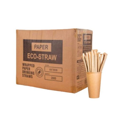 Eco-Straw Paper Regular Individually Wrapped 200mm Kraft