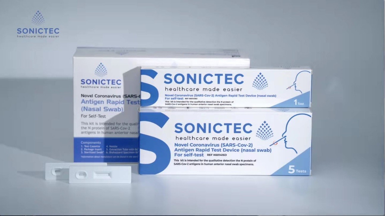 5PK Sonictec Novel Coronavirus (SARS-Cov-2) Rapid Antigen Test Device (nasal swab) Self-Testing - Carton 500