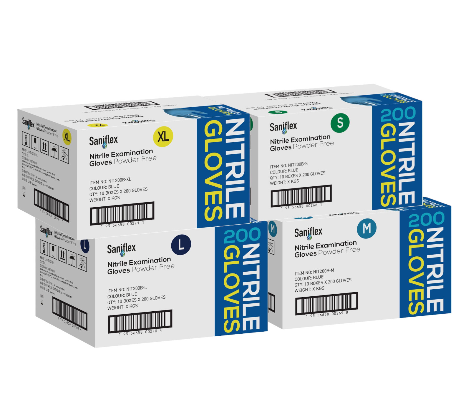 Saniflex Nitrile Gloves Powder Free Blue 200 Pack